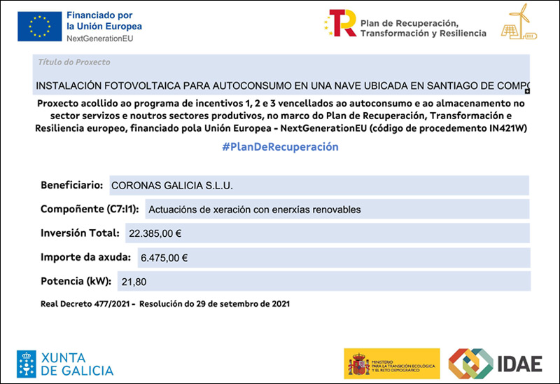 Subvención instalación fotovoltaica